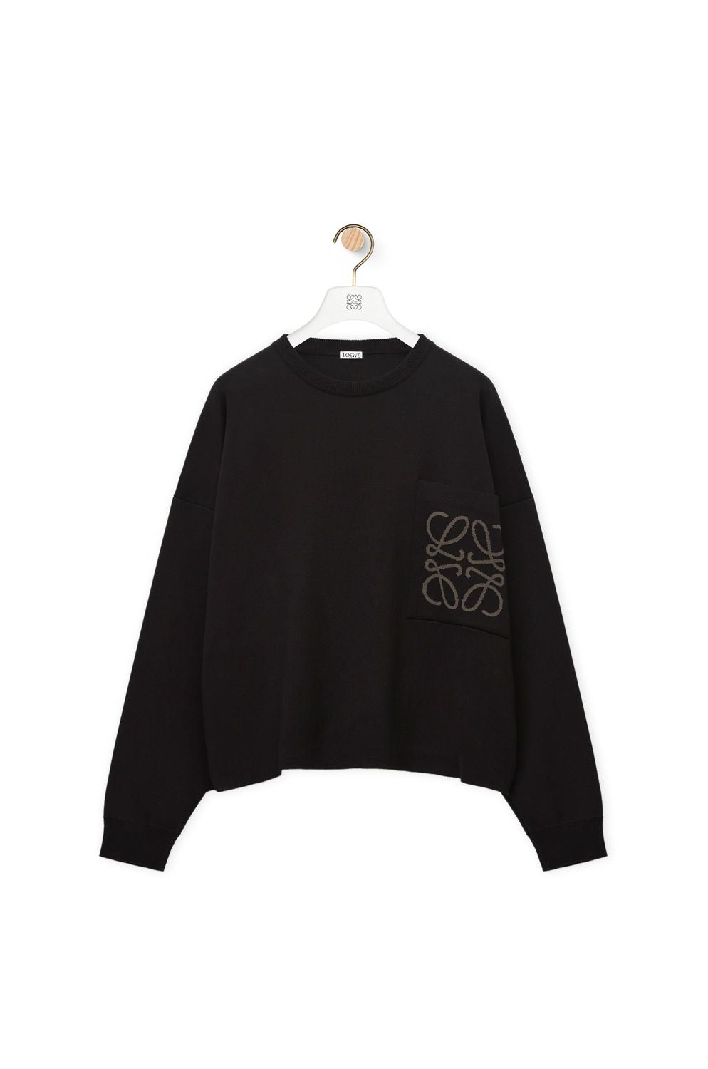 LOEWE Men's Black Anagram Pocket Sweater for SS24