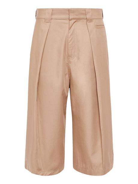 LOEWE Men's Pleated Cropped Wide Leg Trousers