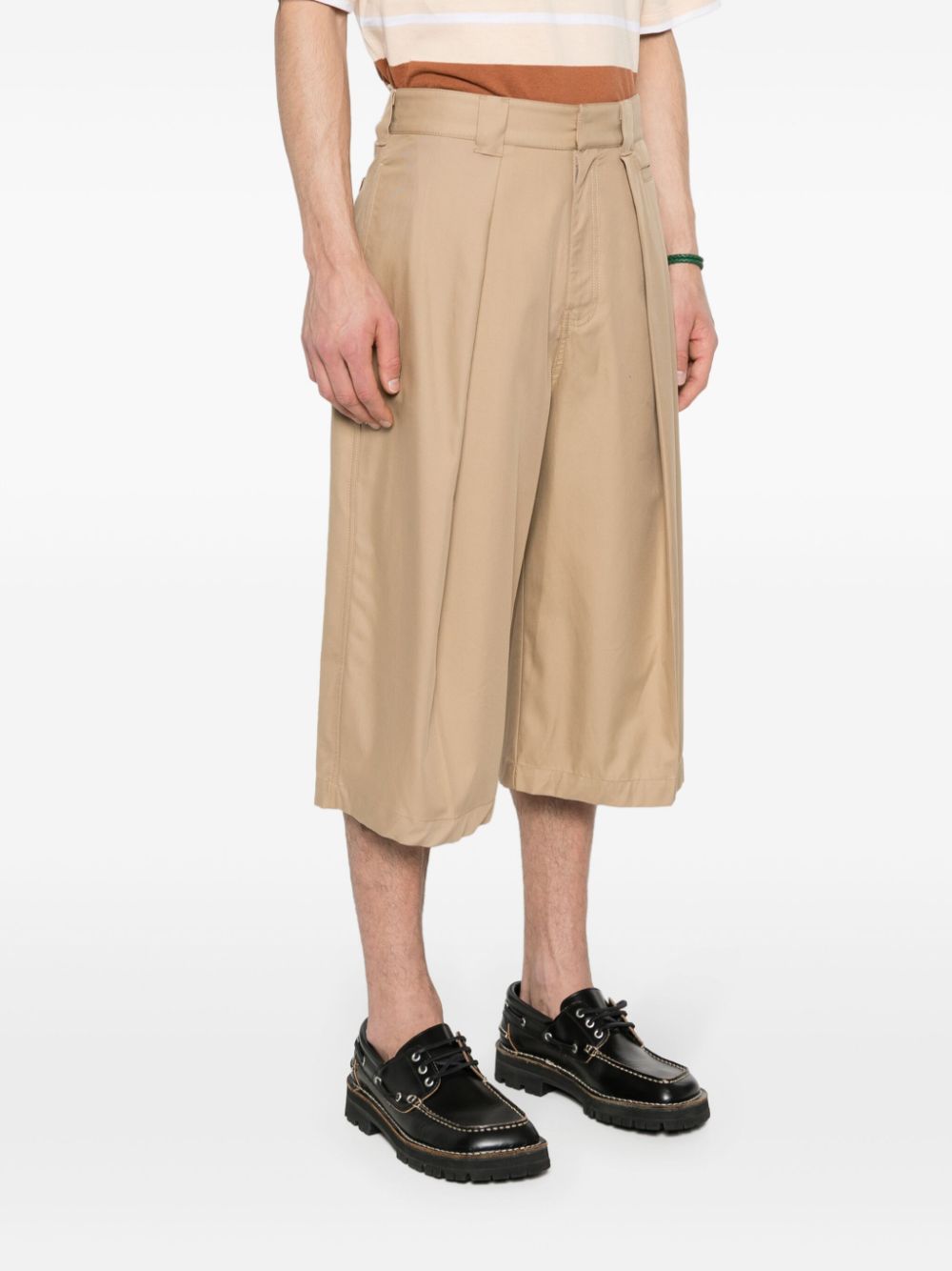 LOEWE Men's Pleated Cropped Wide Leg Trousers