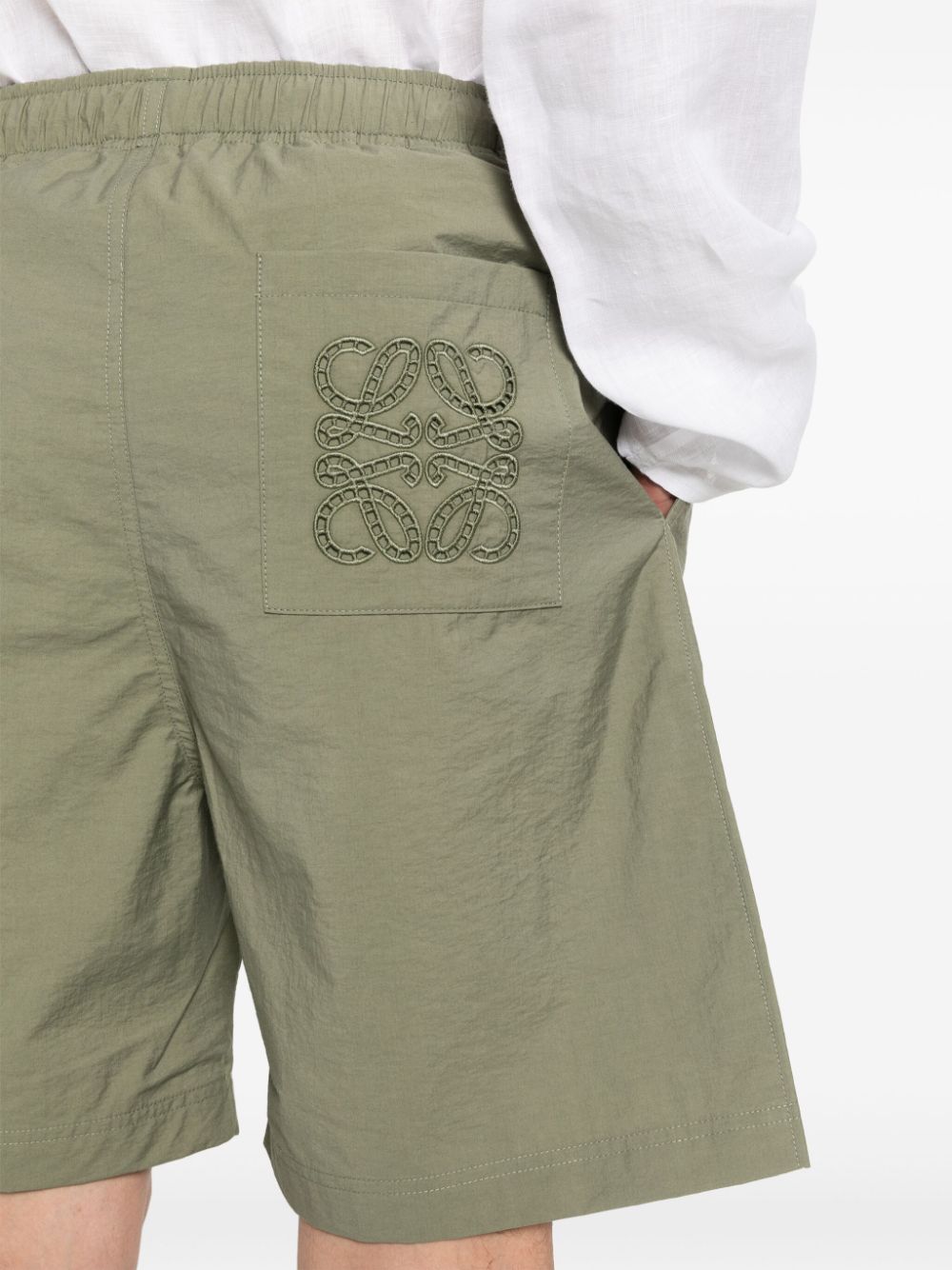 LOEWE Men's Cotton Blend Shorts with Embroidered Motif