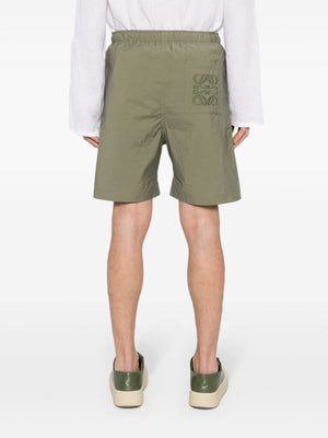 LOEWE Men's Cotton Blend Shorts with Embroidered Motif