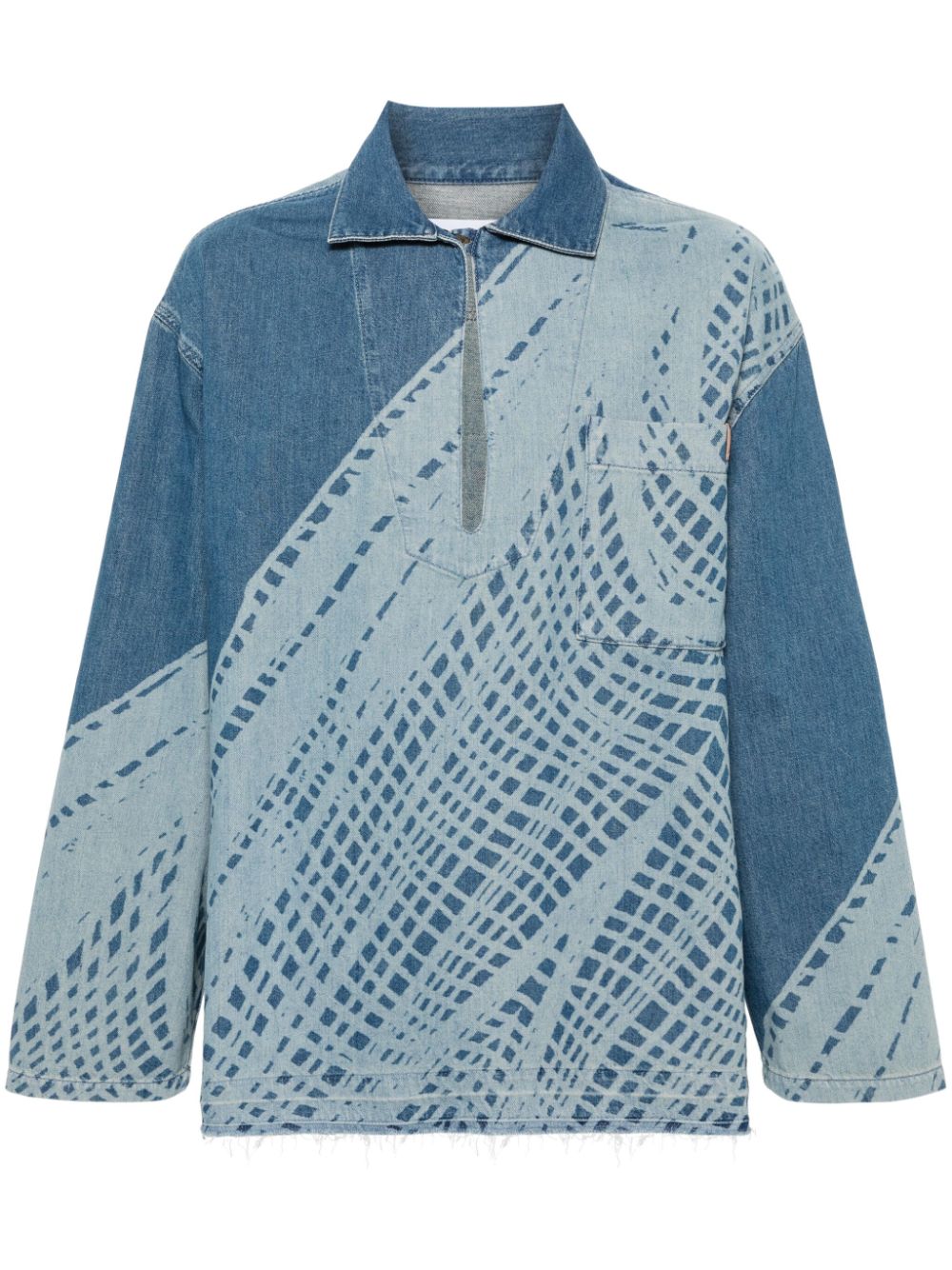 LOEWE Men's Denim Shirt with Fishnet Motif