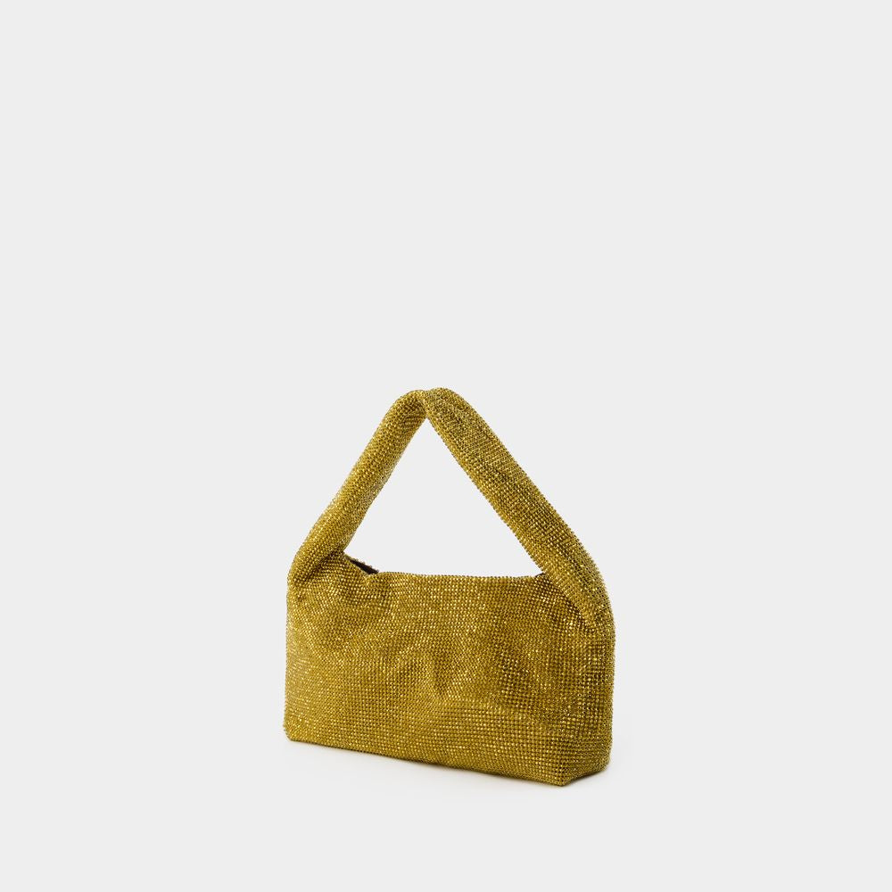 KARA Mini Crystal Mesh Armpit Bag in Gold for Women