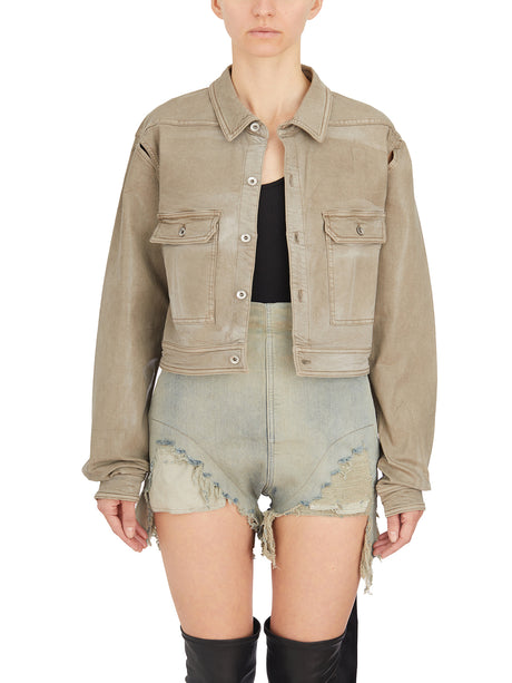 RICK OWENS Cropped Denim Cape Sleeve Jacket