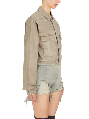 RICK OWENS Cropped Denim Cape Sleeve Jacket