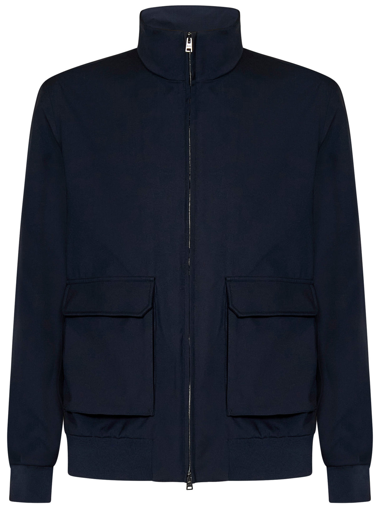 HERNO Men's Wool Bomber Jacket with Bellow Pockets