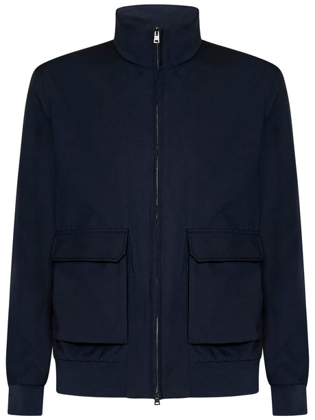 HERNO Men's Wool Bomber Jacket with Bellow Pockets