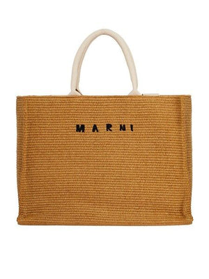 MARNI Tan Tote Handbag with Genuine Leather Accents