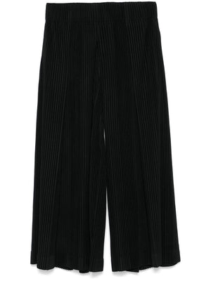 HOMME PLISSE Men's Cropped Wide Leg Tucked Trousers