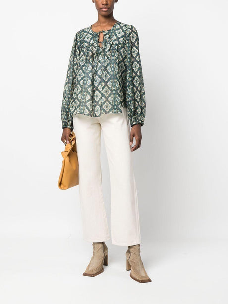 ISABEL MARANT Teal Silk Shirt - SS23 Collection