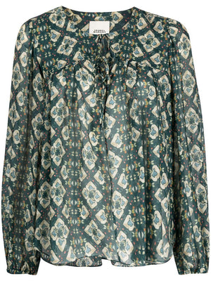 ISABEL MARANT Blue Silk Blouse for Women - SS23 Collection