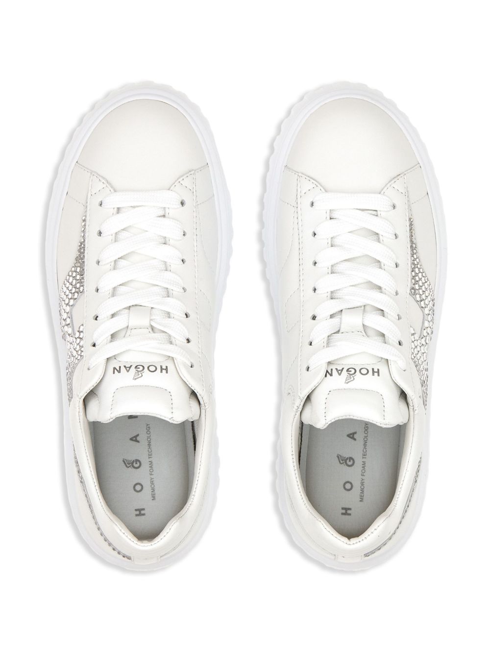 HOGAN Flatform Leather Sneakers with Round Toe