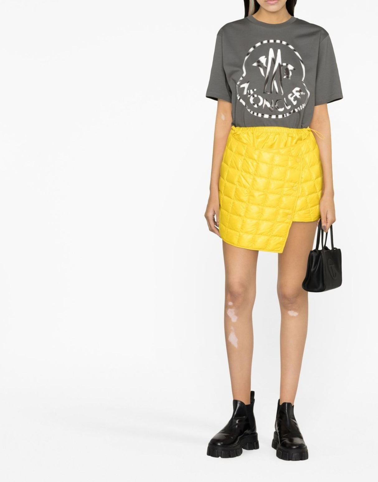 MONCLER Asymmetric Down-Filled Mini Quilted Skirt