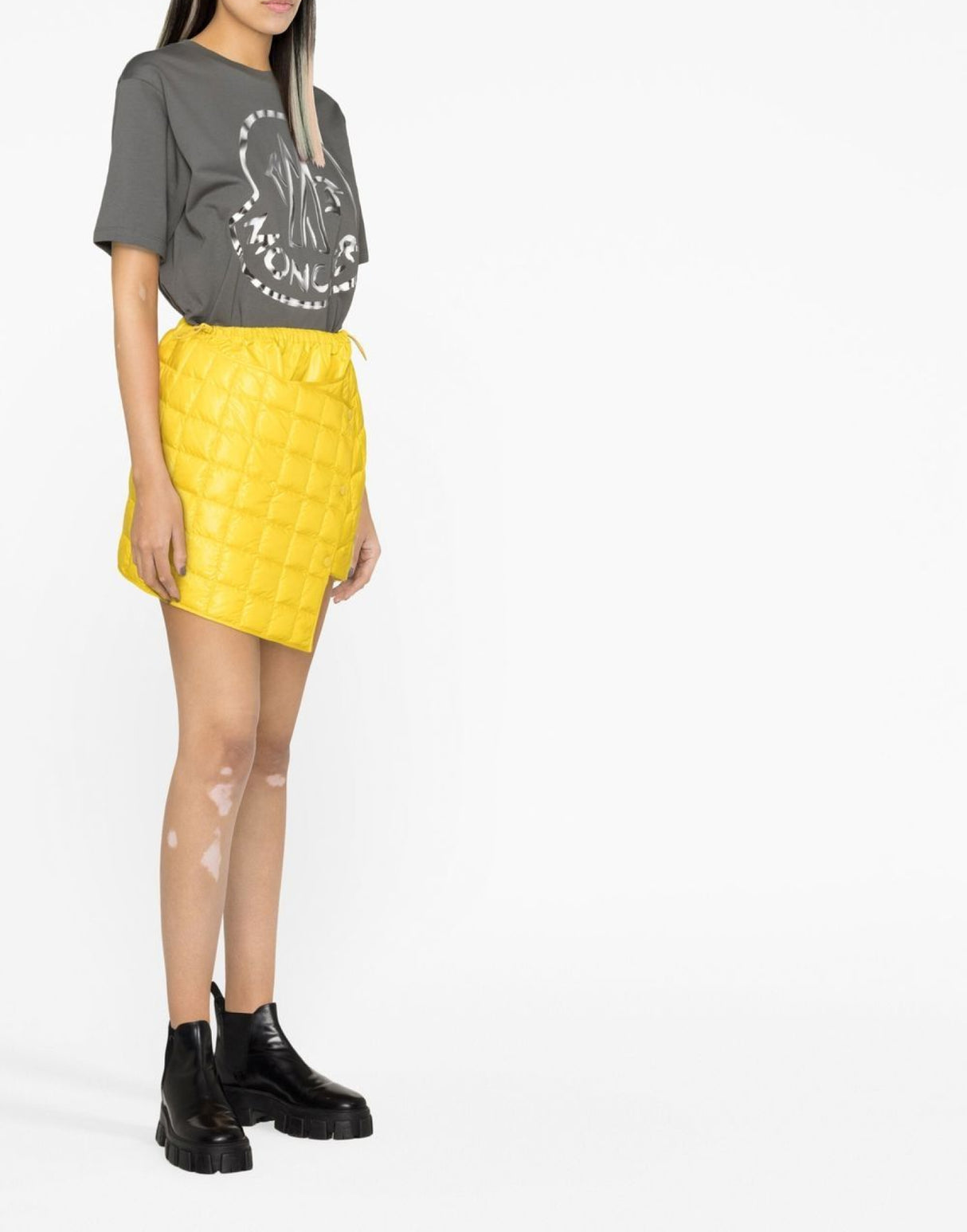 MONCLER Asymmetric Down-Filled Mini Quilted Skirt