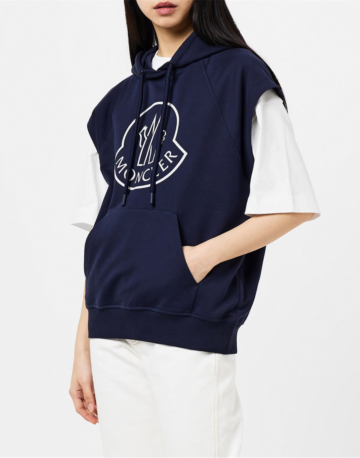 MONCLER Sleeveless Logo Printed Hoodie for Her