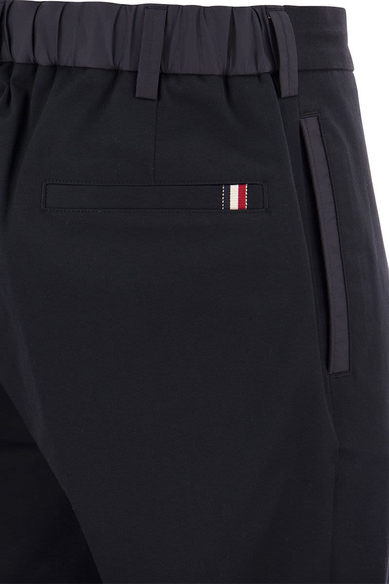 MONCLER Gabardine Trousers with Tricolour Drawstring