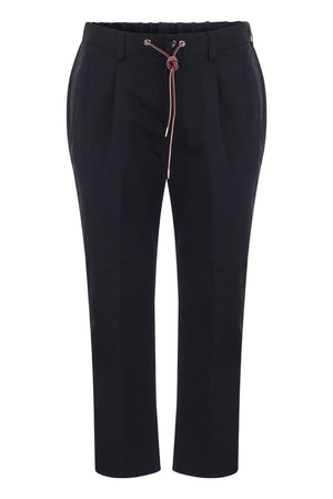 MONCLER Gabardine Trousers with Tricolour Drawstring