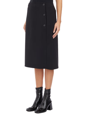 COURREGÈS Tailored Midi Skirt with Front Buttons and Leg Opening - Size 40