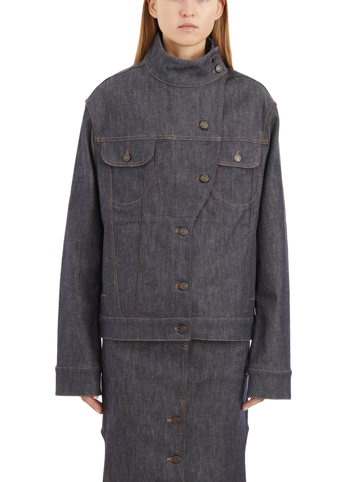 COURREGÈS Oversized Denim Motorbiker Jacket - Size S