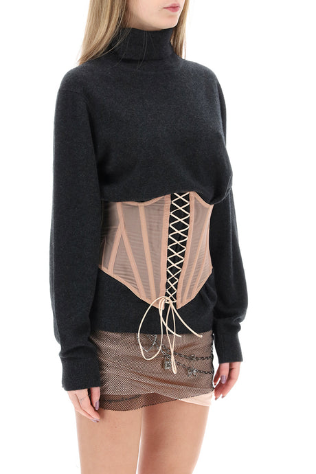 DILARA FINDIKOGLU Cinch-Waist Wool and Cashmere Sweater with Corset Detail - Relaxed Fit