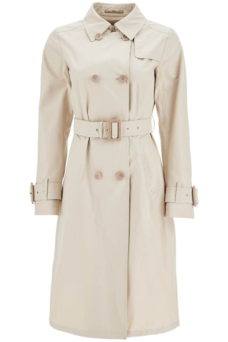 HERNO Women’s Cotton Double-Breasted Trench Jacket with Adjustable Sleeves