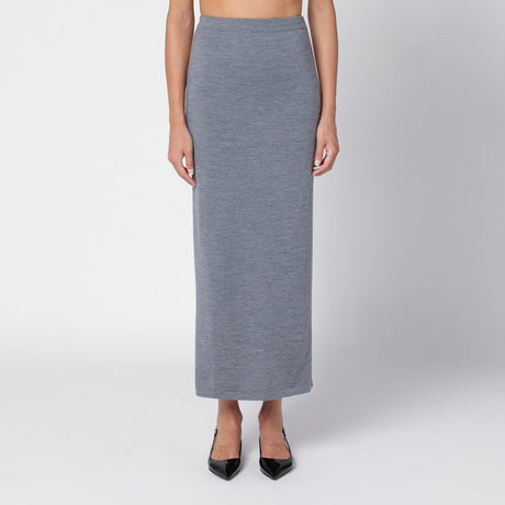 MOSCHINO COUTURE Elegant Two-Tone Wool Long Skirt