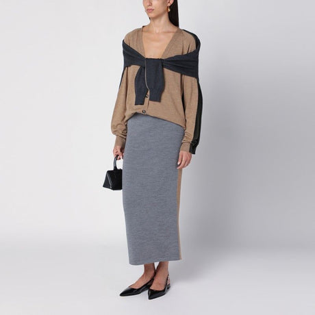 MOSCHINO COUTURE Elegant Two-Tone Wool Long Skirt