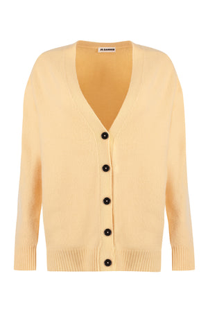 JIL SANDER Merino Wool Cardigan with Ribbed Edges for Women