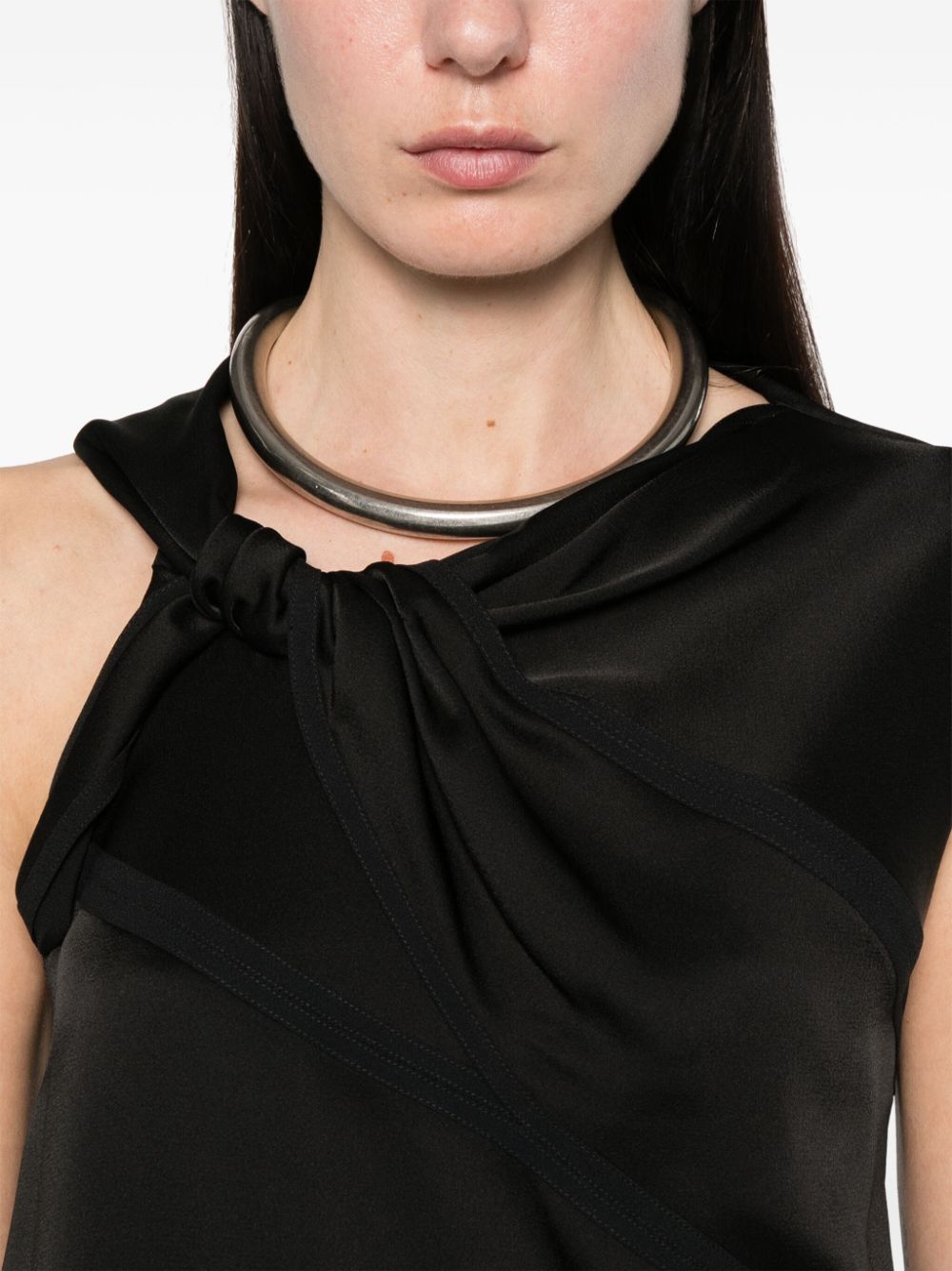 JIL SANDER Asymmetric Glossy Top with Bow - SS25