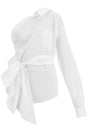 MOSCHINO COUTURE Asymmetric One-Shoulder Shirt with Waist Tie - Size 40