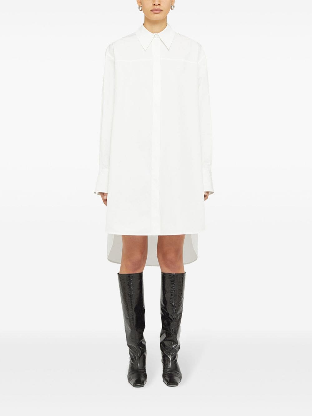 JIL SANDER Cotton Shirt Dress with High-Low Hem for Women