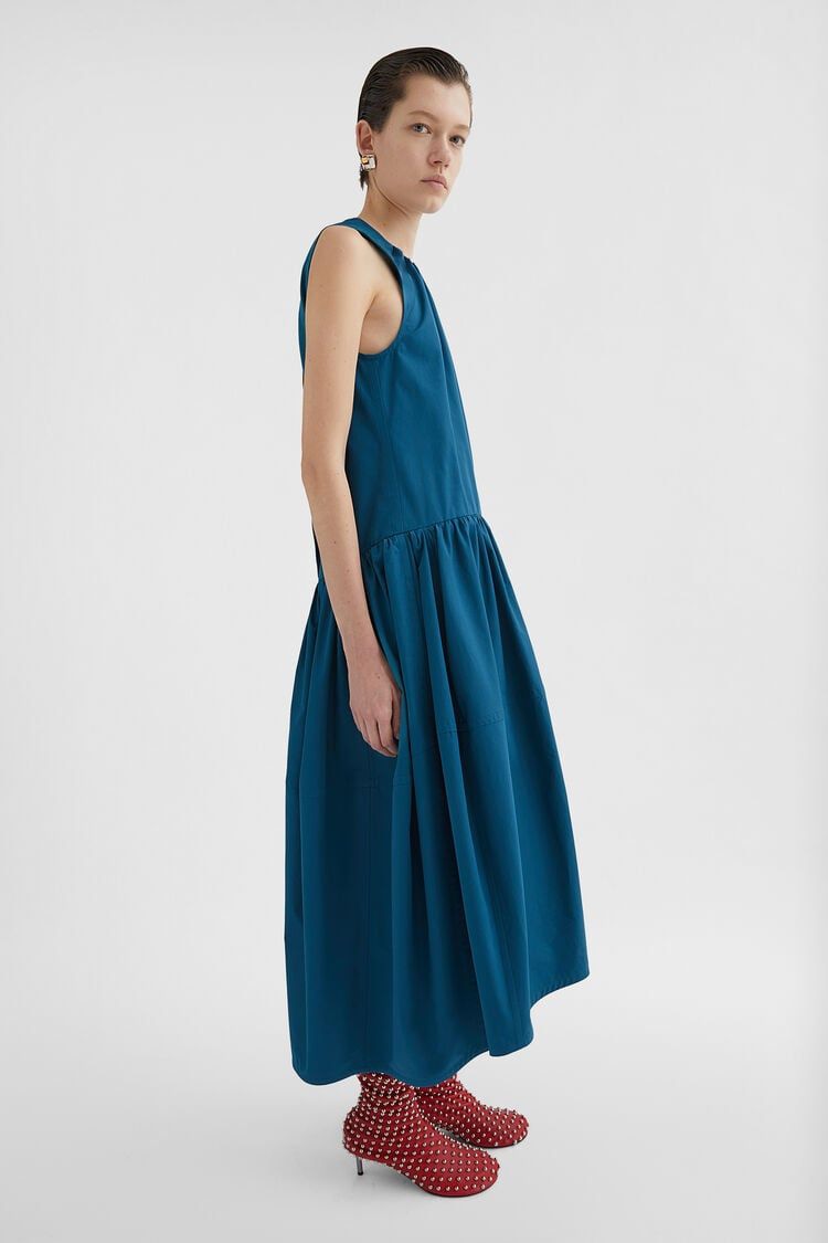 JIL SANDER Pleat Detail Midi Dress for Women - Spring/Summer 2025