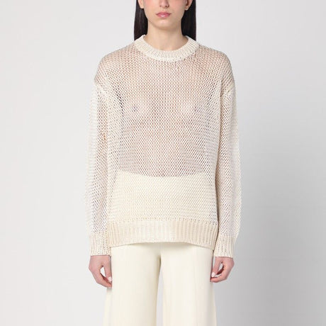 JIL SANDER Oversized Perforated Silk Knit Sweater