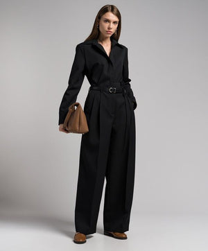 JIL SANDER Long Relaxed Wide Leg Pleated Pant