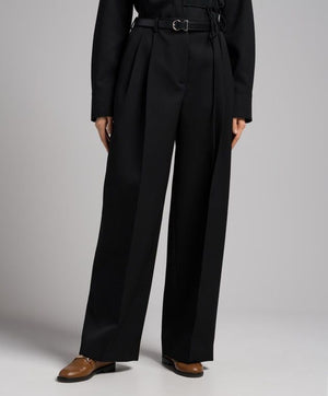 JIL SANDER Long Relaxed Wide Leg Pleated Pant