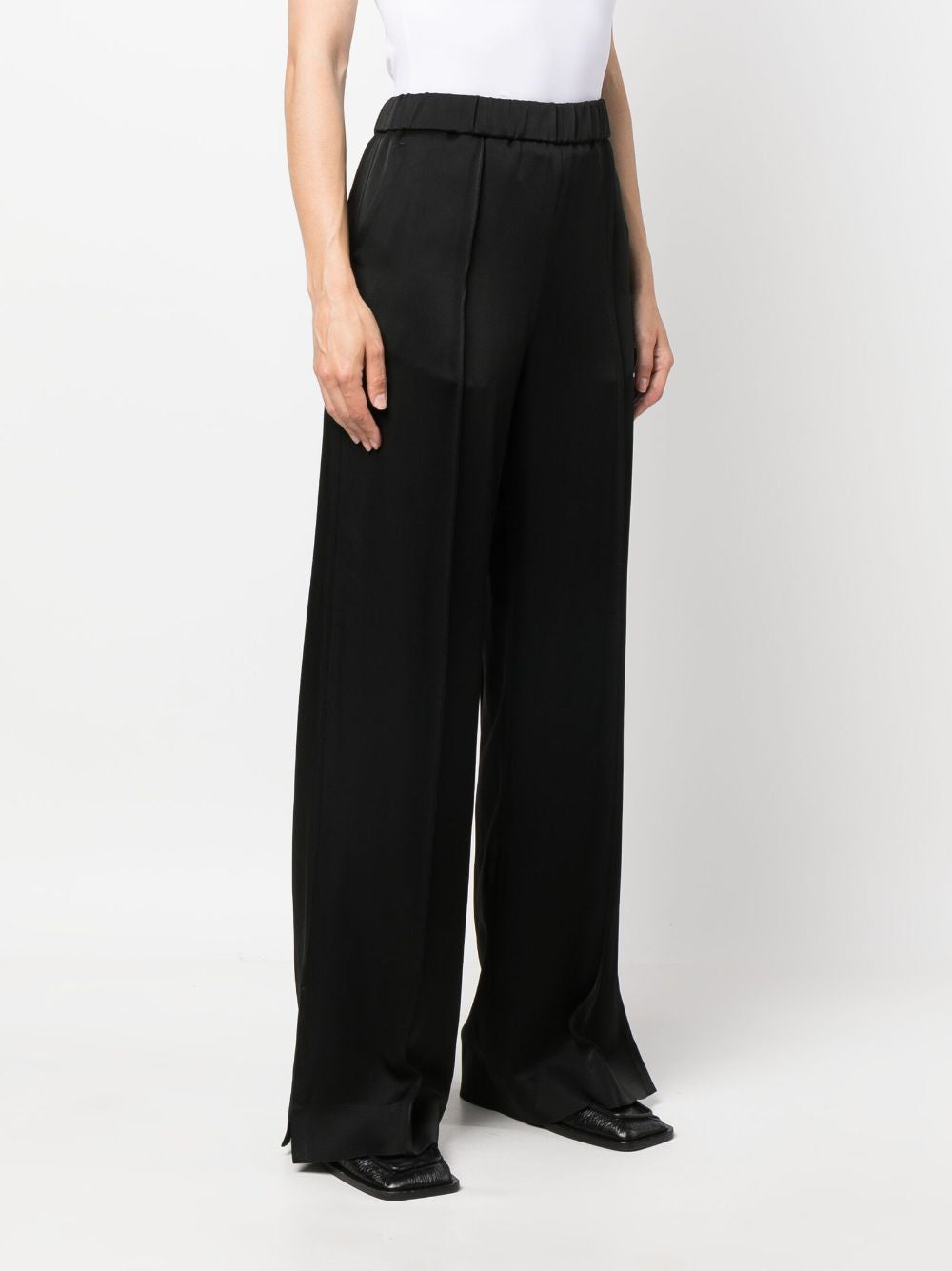 JIL SANDER Relaxed Fit Wide Leg Pants with Pintucks - Women's Size EU 34