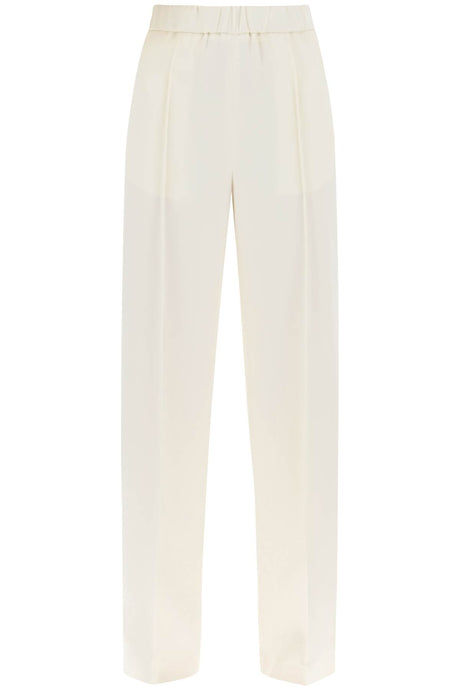 JIL SANDER Relaxed Fit Wide Leg Pants with Pintucks - Women's Size EU 34