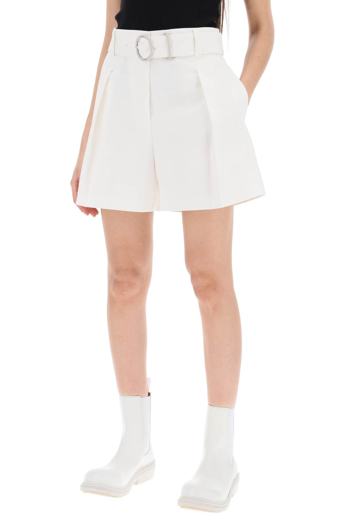 JIL SANDER Flared Bermuda Shorts with Removable Belt - White (SS24)