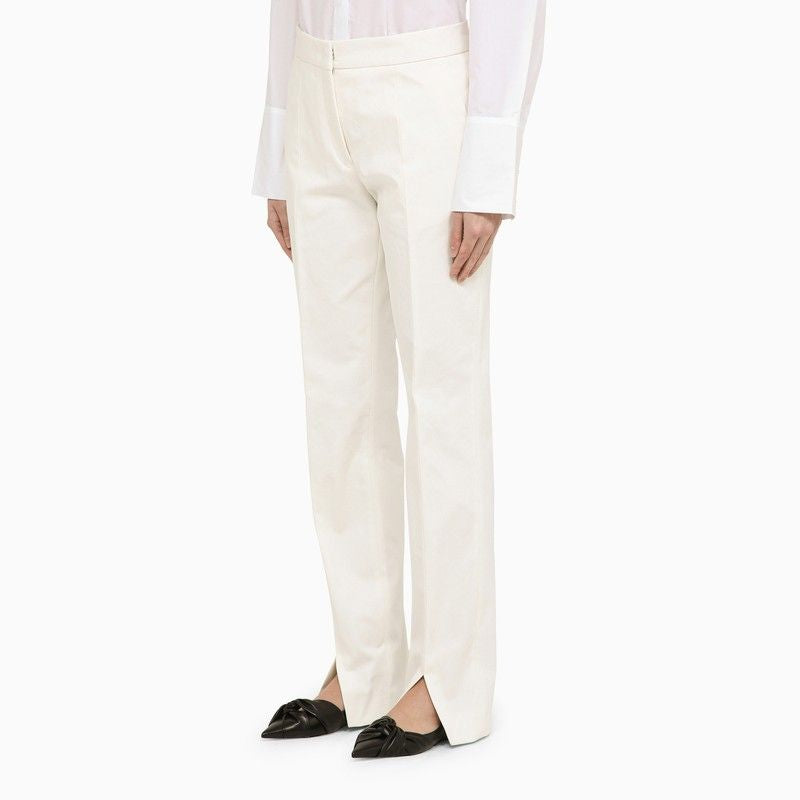 JIL SANDER White Cotton Trousers with Slits for Women - SS24 Collection