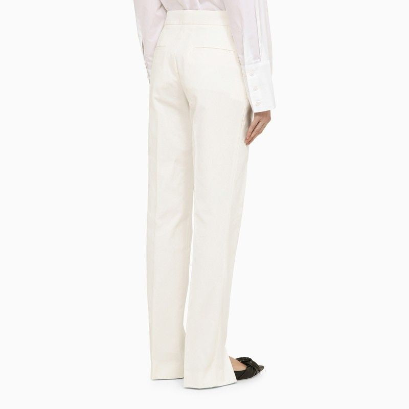 JIL SANDER White Cotton Trousers with Slits for Women - SS24 Collection