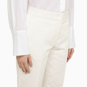 JIL SANDER White Cotton Trousers with Slits for Women - SS24 Collection