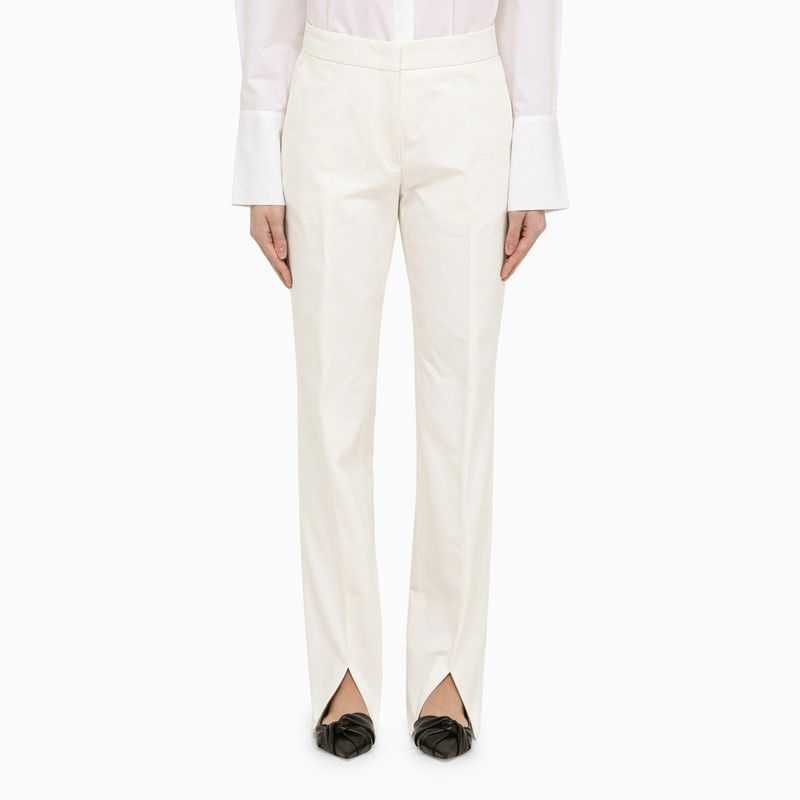 JIL SANDER White Cotton Trousers with Slits for Women - SS24 Collection