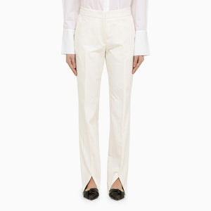 JIL SANDER White Cotton Trousers with Slits for Women - SS24 Collection