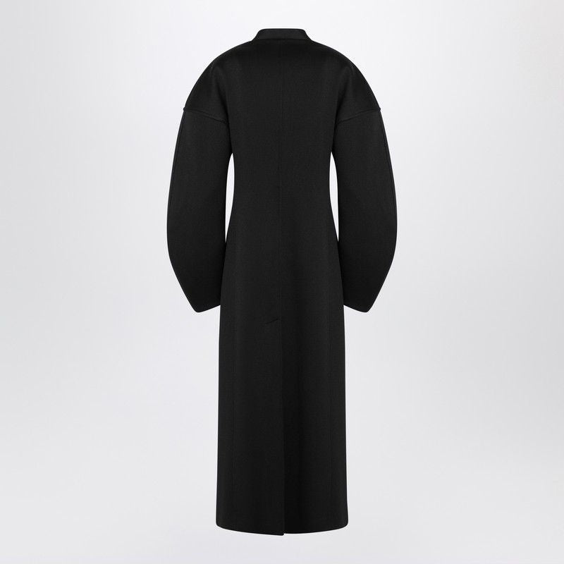 JIL SANDER Double-Breasted Flared Jacket in Black Virgin Wool