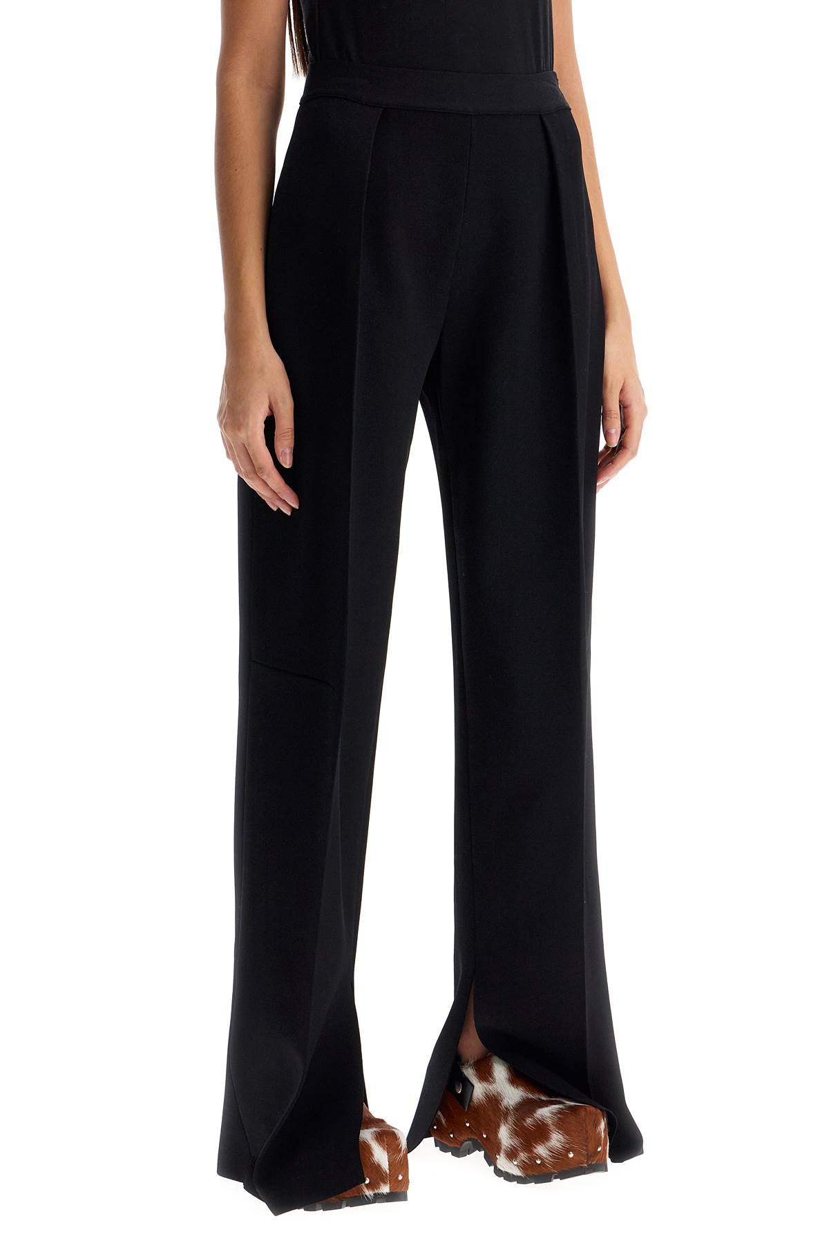 JIL SANDER High-Waisted Knit Viscose Pants with Wide Leg and Slits - Size 34