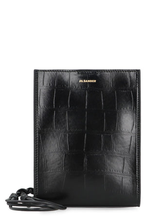 JIL SANDER Elegant Croco-Print Mini Leather Crossbody with Decorative Strap - 14x19 cm