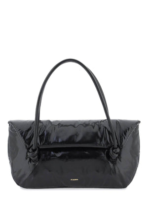 JIL SANDER Padded Shiny Leather Shoulder Bag with Iconic Decorative Knots