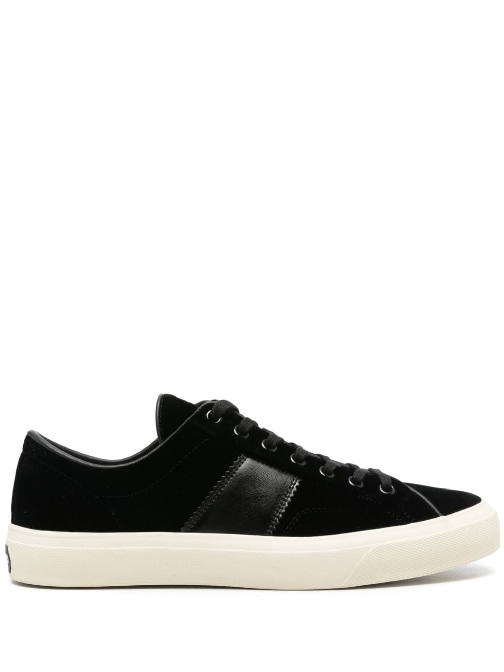 TOM FORD Black Velvet Lace-Up Sneakers