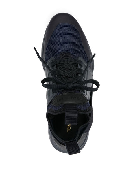 TOM FORD Men's Contemporary Navy Lace-Up Sneakers