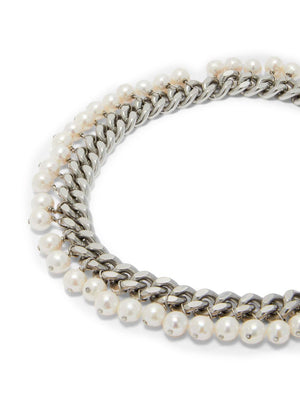 JIL SANDER Elegant Freshwater Pearl Necklace with Silver Chain